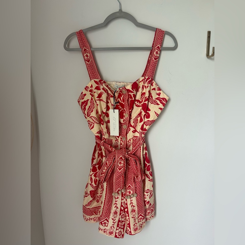 Rachel Zoe Tropical Floral Red and Cream Romper